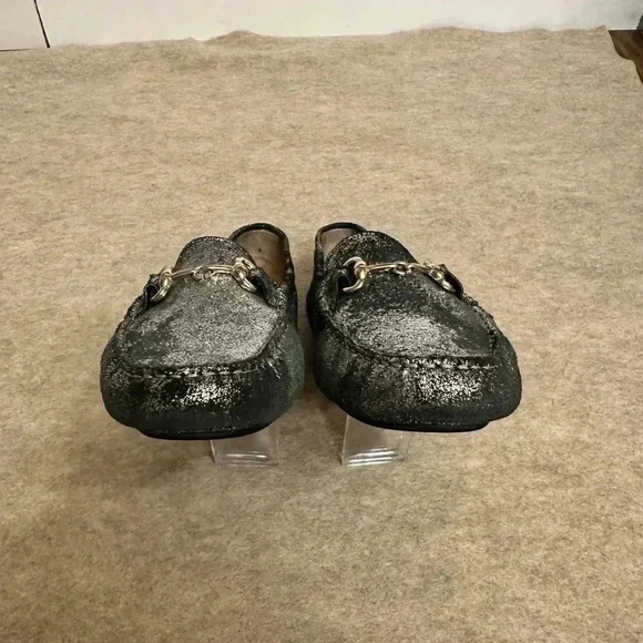 Boemos Italy Silver Metallic Suede Leather Loafer Flats Slip On Womens size 10 - Picture 6 of 15